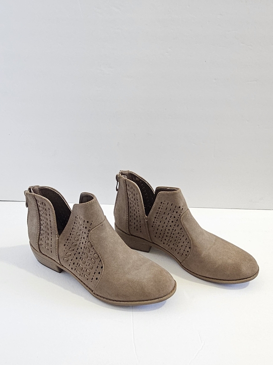 Shoes - Women's Shein Taupe Cutout Ankle Boots